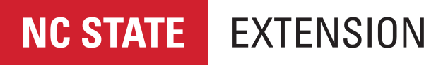 The NC State Extension logo. On the left, a red rectangular block contains the words "NC STATE" in bold white capital letters. To the right, the word "EXTENSION" is written in large black capital letters on a white background.